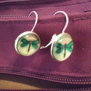 Silver dragonfly earrings